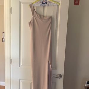 Nude One Shoulder Maxi Dress